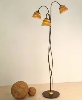 Stojacie lampy Holländer Stojaca lampa Snail 3-plameňová v hnedo-zlatej