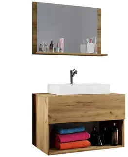 Kúpeľňové zostavy Skrinka S Umývadlom A Zrkadlom Lendas , Šírka: 80 Cm