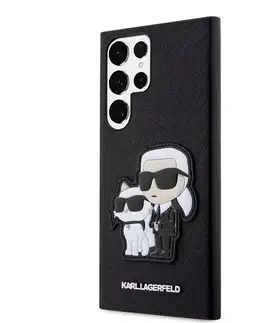 Puzdrá na mobilné telefóny Zadný kryt Karl Lagerfeld PU Saffiano Karl and Choupette NFT pre Samsung Galaxy S23 Ultra, čierna 57983112904
