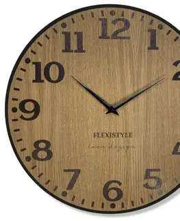 Hodiny Drevené nástenné hodiny Elegante Flex z227-1d-1-x tmavohnedé, 50 cm