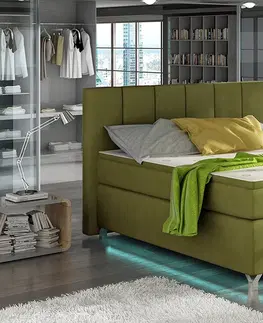 Postele NABBI Barino 160 čalúnená manželská posteľ s úložným priestorom zelená