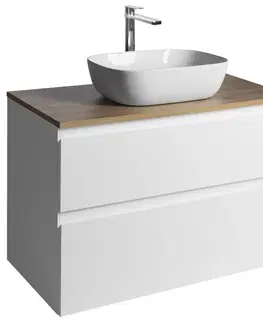 Kúpeľňa AQUALINE - ALTAIR skrinka s doskou 87,5 cm, biela/dub emporio AI290-02