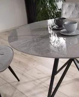 Jedálenské stoly Jedálenský stôl MURANO Signal Bielo-sivý mramor