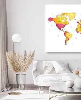 Obrazy na korku Obraz na korku mapa sveta vo farbách