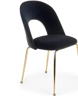 Čalúnené stoličky Stolička K385 Velvet/Chrome čierna/Zlatý