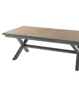 Stolčeky DEOKORK Hliníkový stôl VERONA 220/279 cm (šedo-hnedý/medová)