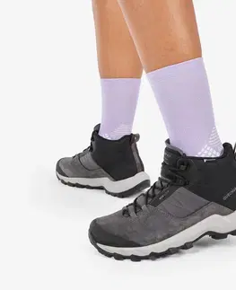 ponožky Turistické vysoké ponožky Hike 500 High 2 páry Trendy fialovo-maskáčové