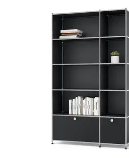 Bookcases & Standing Shelves Kovový regál »CN3« s 2 výklopnými priehradkami, čierny