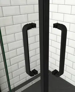 Sprchovacie kúty H K - Štvorcový sprchovací kút AIRLINE BLACK R101, 100x100, s dvoma jednokrídlovými dverami s pevnou stenou, rohový vstup SE-AIRLINEBLACKR101