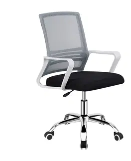 Kancelárske kreslá Kancelárska stolička, sieťovina sivá/látka čierna/plast biely, APOLO 2 NEW