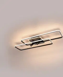 Stropné svietidlá Lucande Lucande Tival stropné LED svietidlo, dlhé, čierna