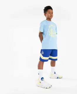nohavice Detské basketbalové šortky SH 900 NBA Warriors modré