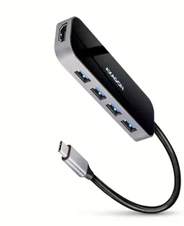 USB huby AXAGON HMC-6H4A 4x USB-A + HDMI, USB-C 3.2 Gen 1 hub, PD 100 W, 20 cm USB-C kábel HMC-6H4A