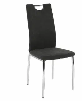 Stoličky Jedálenská stolička, hnedosivá látka/chróm, OLIVA NEW