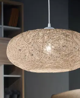 Závesné svietidlá EGLO Textilná závesná lampa Campilo v béžovej