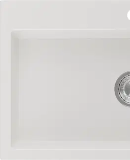 Kuchynské drezy MEXEN MEXEN - Omar granitový drez 1 s odkvapkávačom 800 x 480 mm, biela, sifón chróm 6520801005-20