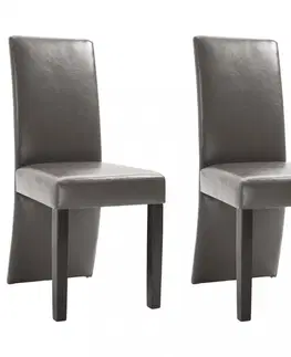 Jedálenské stoličky a kreslá Jedálenská stolička 2 ks umelá koža / drevo Dekorhome Sivá