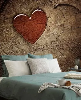 Tapety s imitáciou dreva Tapeta srdce na pni