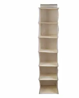 Úložné boxy Compactor Závesný organizér na oblečenie Sandy 30 x 30 x 105 cm, 6 políc, béžová