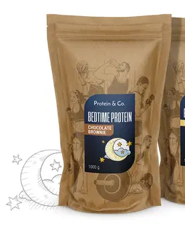 Proteíny Protein & Co. BEDTIME proteín 1 + 1 za zvýhodnenú cenu Zvoľ príchuť: Chocolate brownie, Zvoľ príchuť: Strawberry milkshake