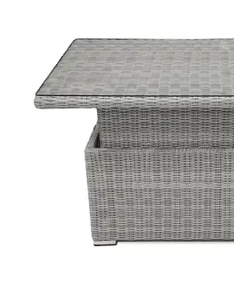 Stolčeky DEOKORK Ratanový stôl výsuvný jedálenský / odkladací 140 x 80 cm SEVILLA (sivá)