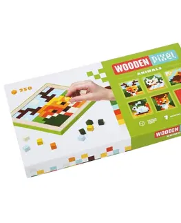 Kreatívne a výtvarné hračky CUBIKA - 14897 Pixel III zvieratá - drevená mozaika 250 kociek a 7 predlôh