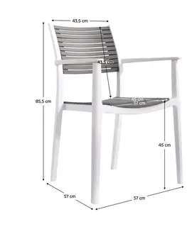 Záhradné stoličky a kreslá Stohovateľná stolička, biela/sivá, HERTA