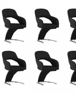 Jedálenské stoličky a kreslá Jedálenská stolička 6 ks umelá koža / chróm Dekorhome Čierna