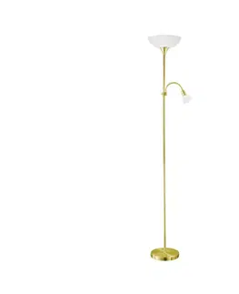 Lampy Eglo EGLO 82843 - Stojacia lampa UP 2  1xE27/60W + 1xE14/25W zlatá 