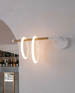 Nástenné svietidlá Marchetti Nástenné LED svetlo Ulaop, 2 kruhy, vľavo, biele