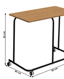 Konferenčné stolíky KONDELA Allyra príručný stolík na kolieskach dub / čierna