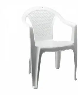 Záhradné stoličky a kreslá Kinekus Plastové kreslo KORA, biele