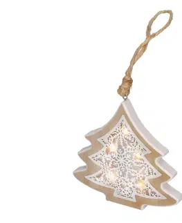 Vianočné osvetlenie  LED vianočný stromček drevený dekor 6LED teplá biela 2x AAA