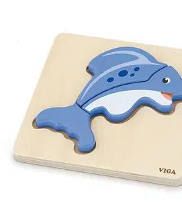 Drevené hračky VIGA - Drevené puzzle pre najmenších Viga Rybka