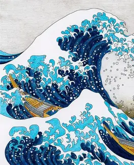 Tapety s imitáciou malieb Tapeta reprodukcia Veľká vlna z Kanagawa - Kacušika Hokusai