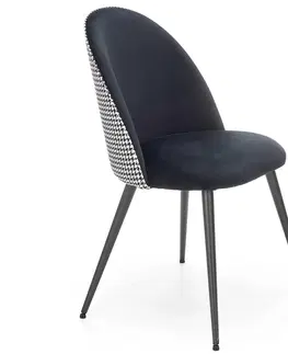 Jedálenské stoličky HALMAR K478 jedálenská stolička čiernobiely vzor / čierna