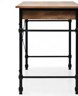 Pracovné stoly Písací stôl so zásuvkou dub / čierna Dekorhome