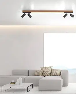 Stropné svietidlá PURE PURE Lines stropné LED svetlo, 4-plameňové, drevo