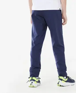 nohavice Detské džogingové nohavice S500 hrejivé a priedušné tmavomodré
