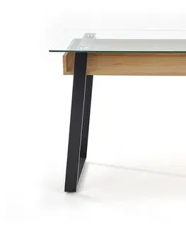Písacie a pracovné stoly HALMAR B-36 písací stôl so sklom priehľadná / dub medový / čierna