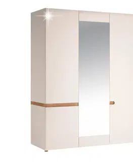 Šatníkové skrine KONDELA Lynatet 22 3D šatníková skriňa so zrkadlom biela / dub sonoma truflový