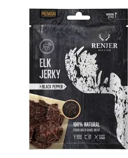 Sušené mäso Renjer Sušené losie mäso Elk Jerky 12 x 25 g čierne korenie