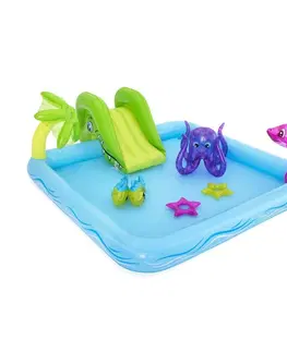 Hračky do vody Bestway Nafukovací bazénik so šmýkačkou a mnohými doplnkami, 239 x 206 x 86 cm