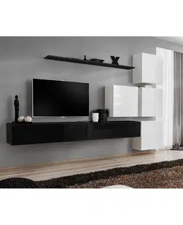 Podkrovný nábytok Obývacia stena Switch IX Čierna/Biely