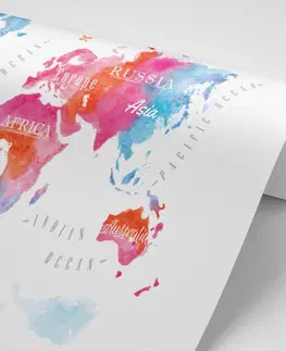Samolepiace tapety Samolepiaca tapeta mapa sveta v akvarelovom prevedení