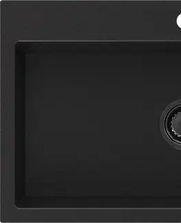 Kuchynské drezy MEXEN/S MEXEN/S - Omar granitový drez 800 x 480 mm, čierna, čierny sifón 6520801005-77-B