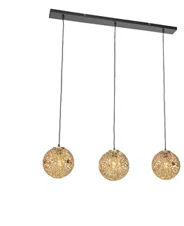 Zavesne lampy Art Deco závesná lampa zlatá predĺžená 3-svetlá - Maro