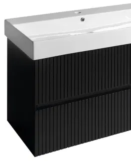 Kúpeľňa SAPHO - FILENA umývadlová skrinka 82x51,5x43cm, čierna mat strip FID1285BS