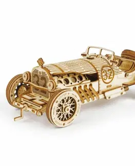 Drevené hračky RoboTime drevené 3D puzzle Závodné auto