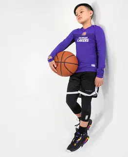 nohavice Detské 3/4 legíny na basketbal NBA Los Angeles Lakers 500 čierne